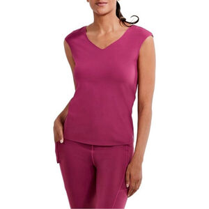 NIC+ZOE FlexFit Cap Sleeve V-Neck Active Top Burgundy M NWT Stretch